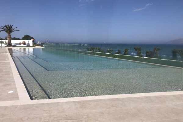 Infinity pool and restaurant in the Hotel Princess of Kos, Greece